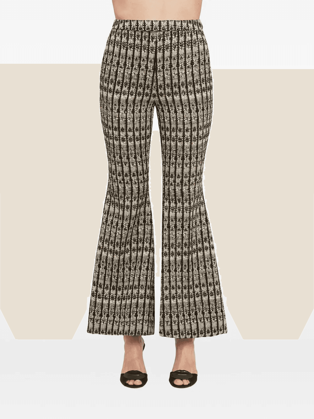 optical bouclé flared trousers - Image 1
