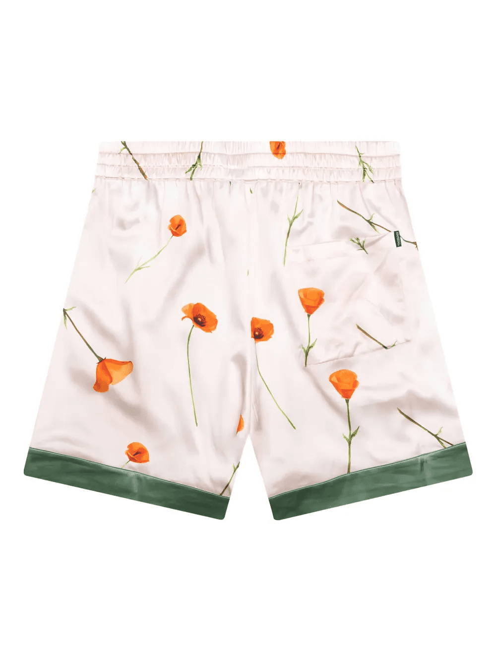 poppy-print side-stripe silk shorts - Image 1