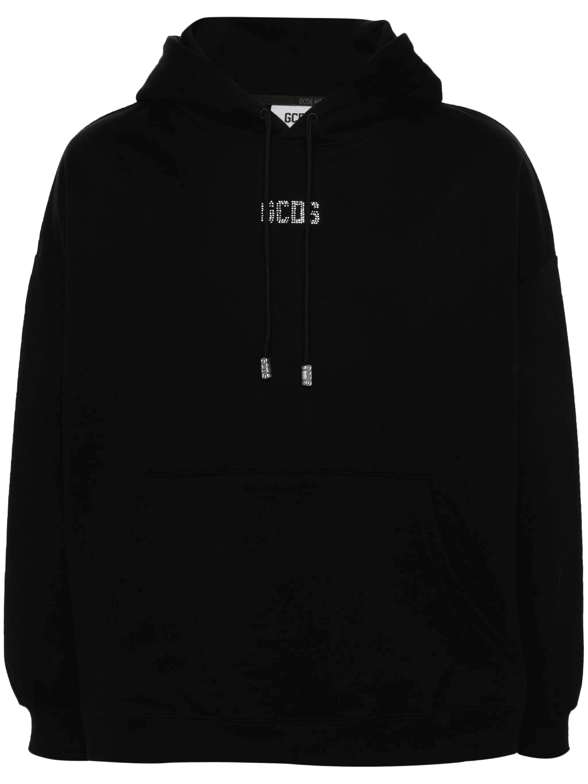 crystal-embellished-logo cotton hoodie - Image 1