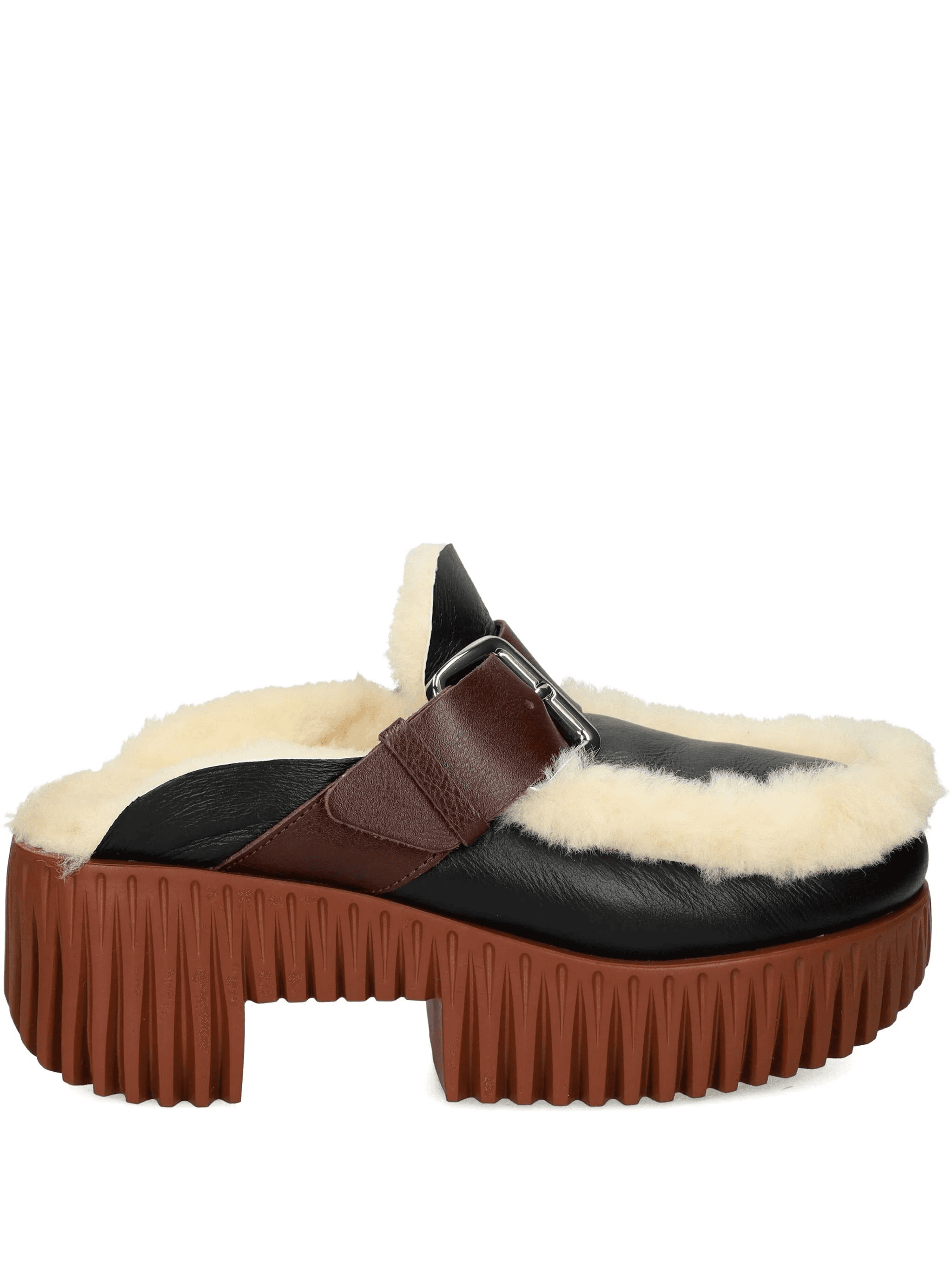 60mm buckle-detail shearling mules - Image 1