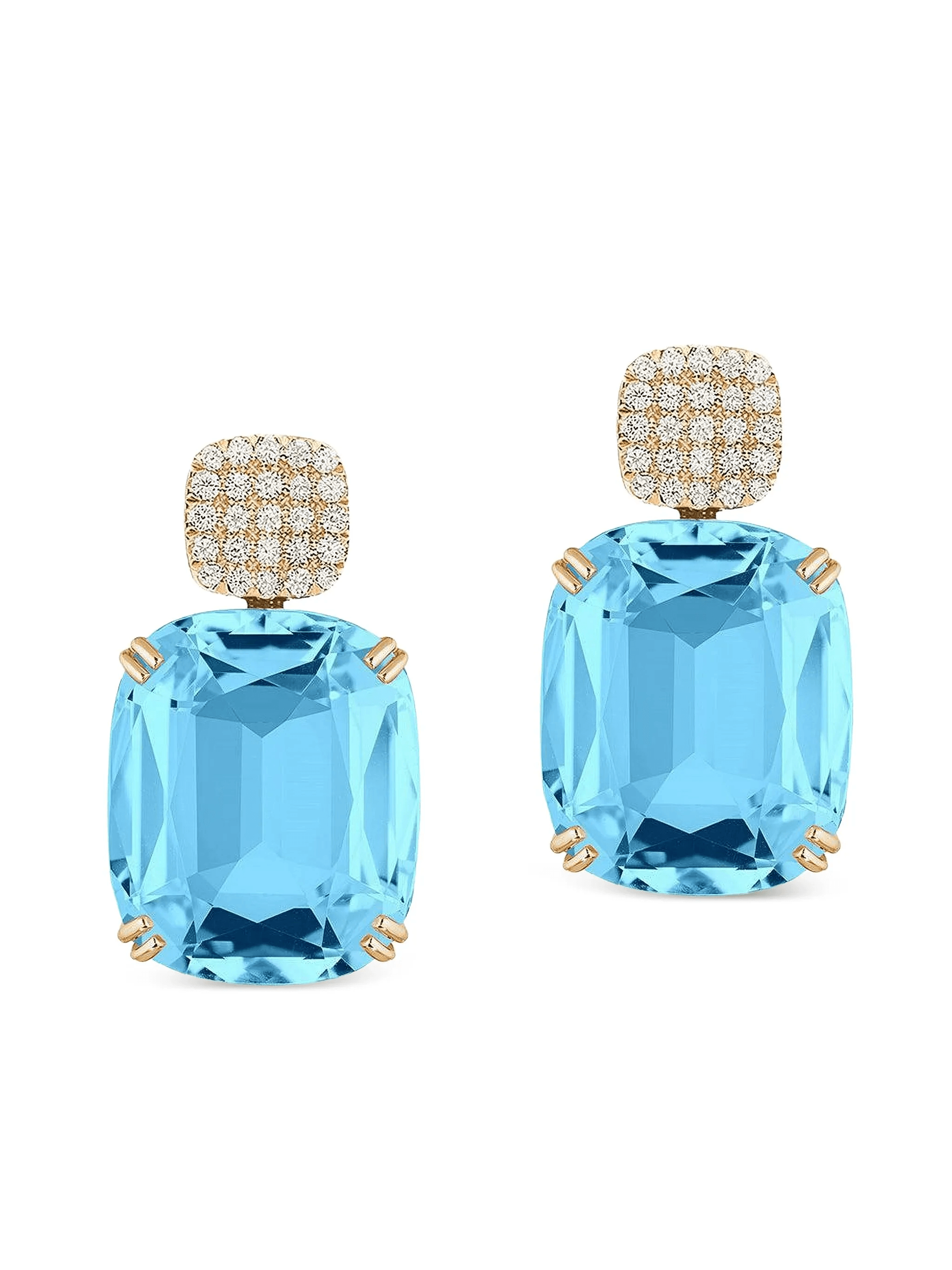 18K yellow gold blue topaz earrings - Image 1