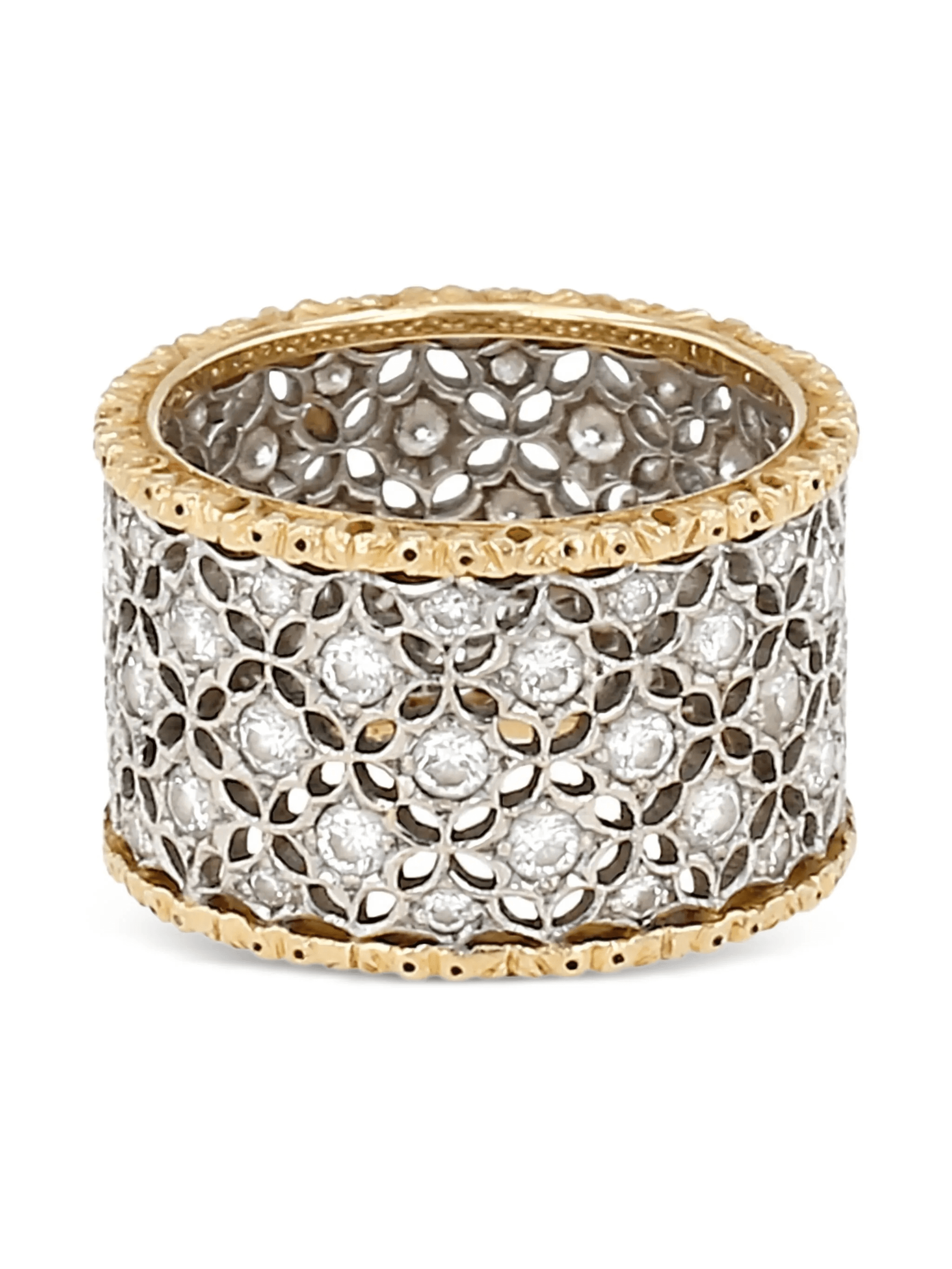 pre-owned 18K yellow and white gold Scacchi diamond ring - Image 1