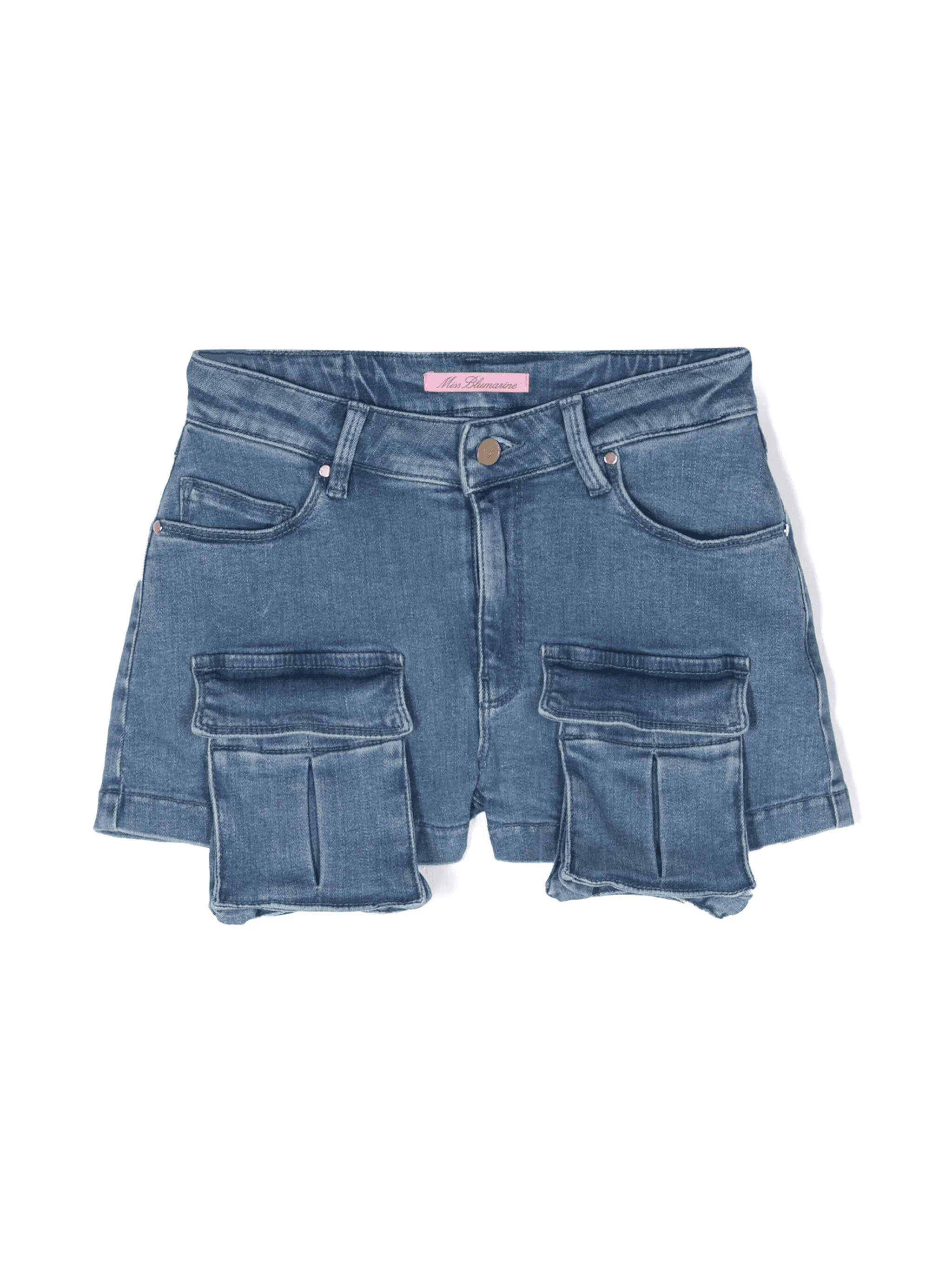mid-rise denim cargo shorts - Image 1
