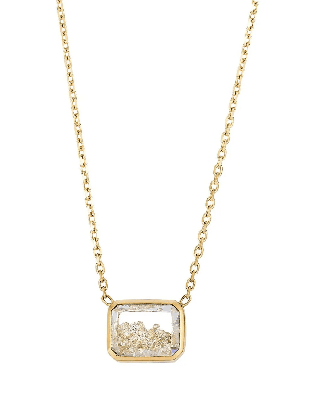 18K yellow gold Esmerelda diamond and sapphire necklace - Image 1