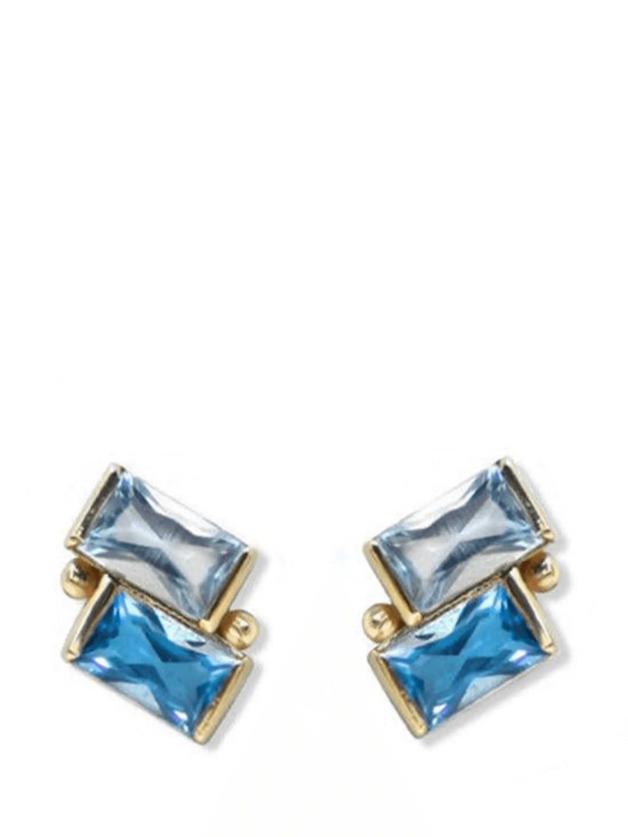 14K yellow gold Swiss Sky Topaz Cléo Deux Carré stud earrings - Image 1