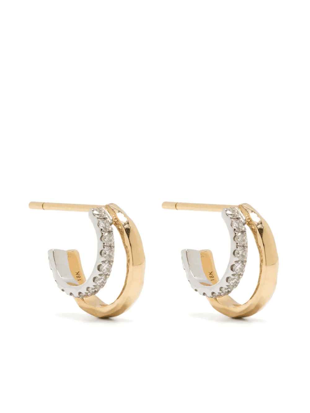18kt yellow gold and white gold diamond earrings - Image 1