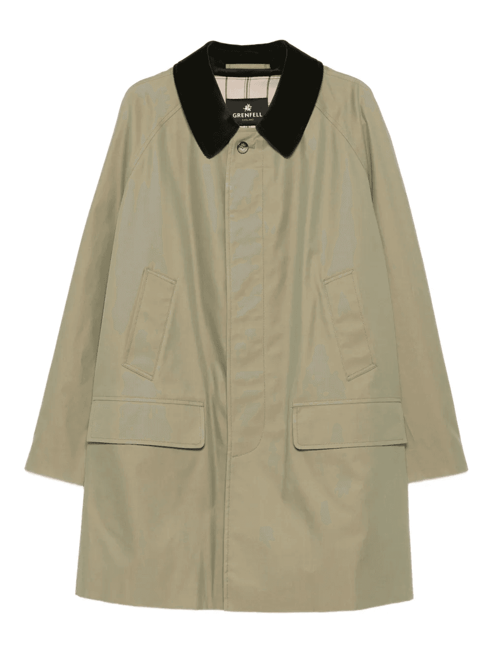 velvet-collared buttoned coat - Image 1