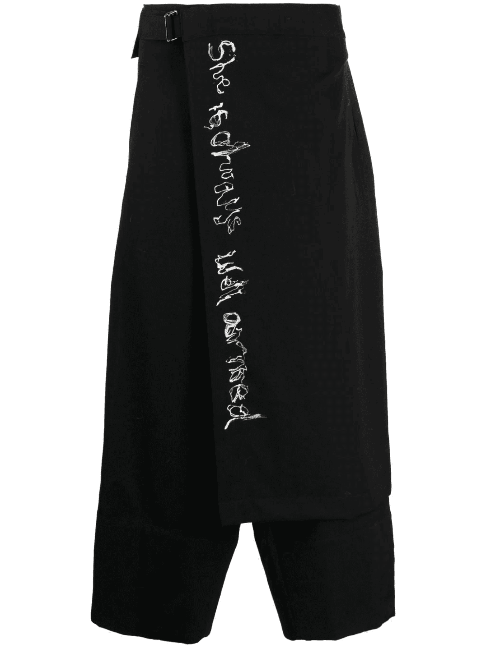 wrap-design wool cropped trousers - Image 1