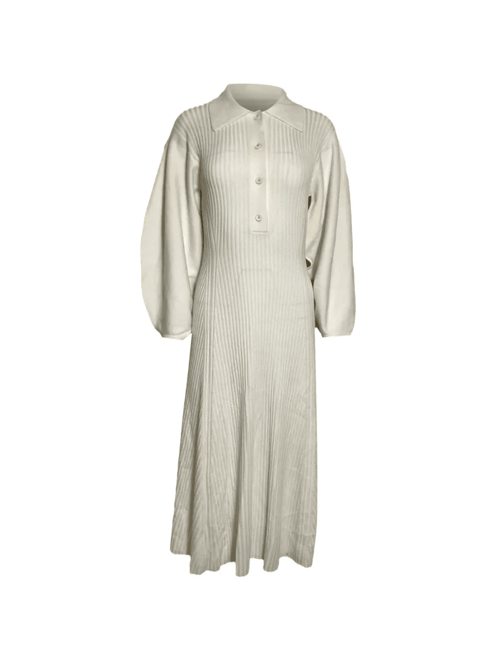 ribbed-knit collared midi dress - Image 1