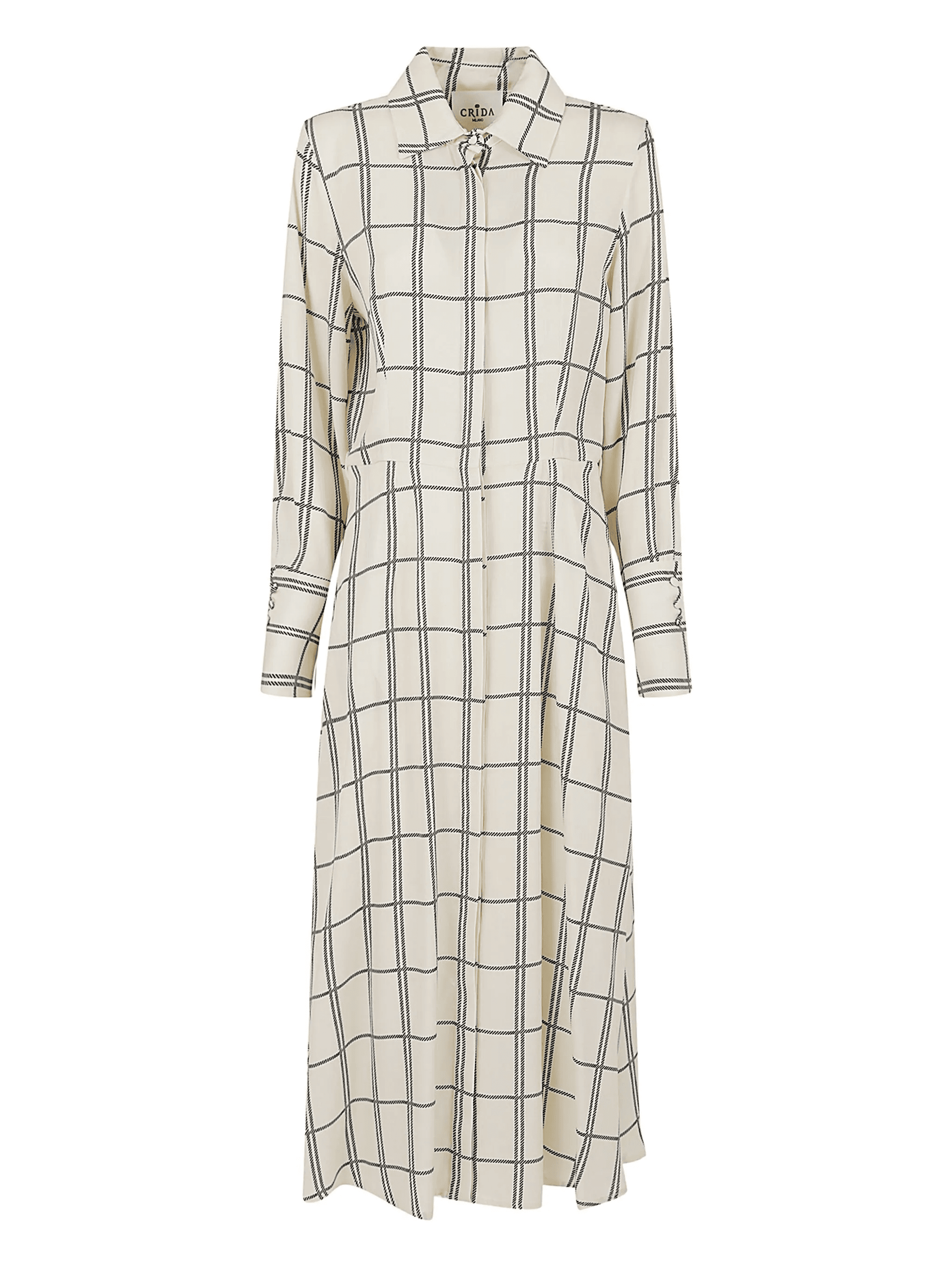 check-pattern midi shirt dress - Image 1