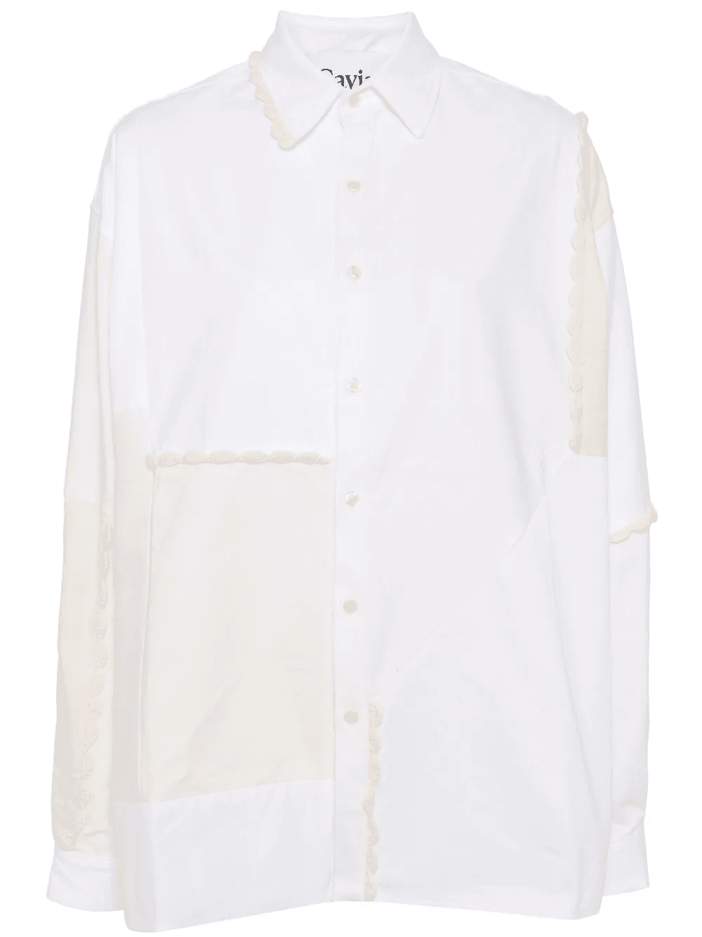 panelled crochet-trim shirt - Image 1