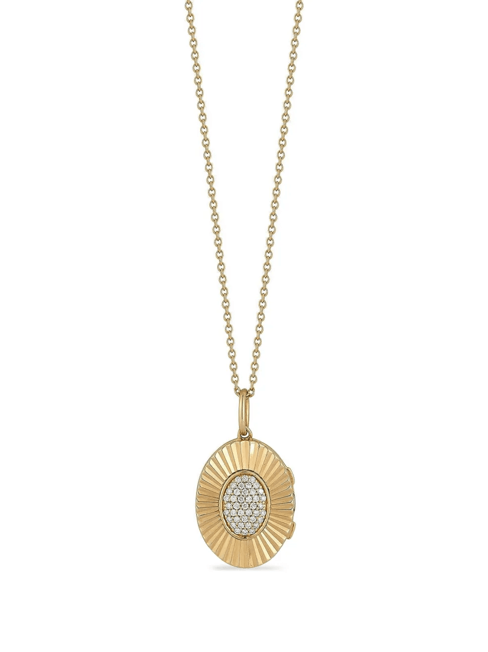 14k yellow gold diamond oval locket necklace - Image 1