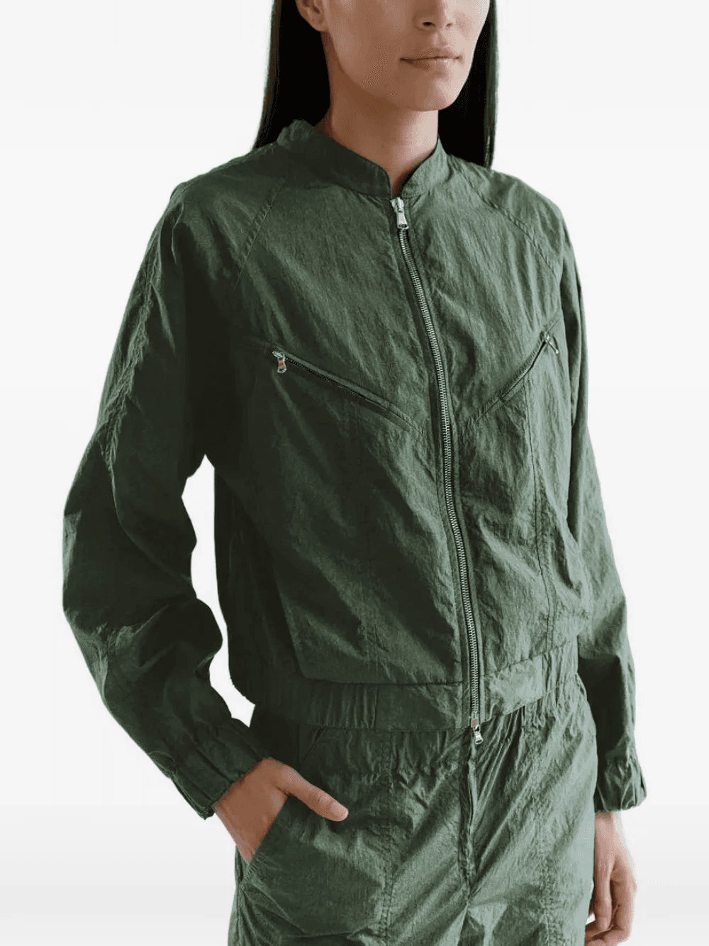 Sofiya crinkled zip-up bomber jacket - Image 1