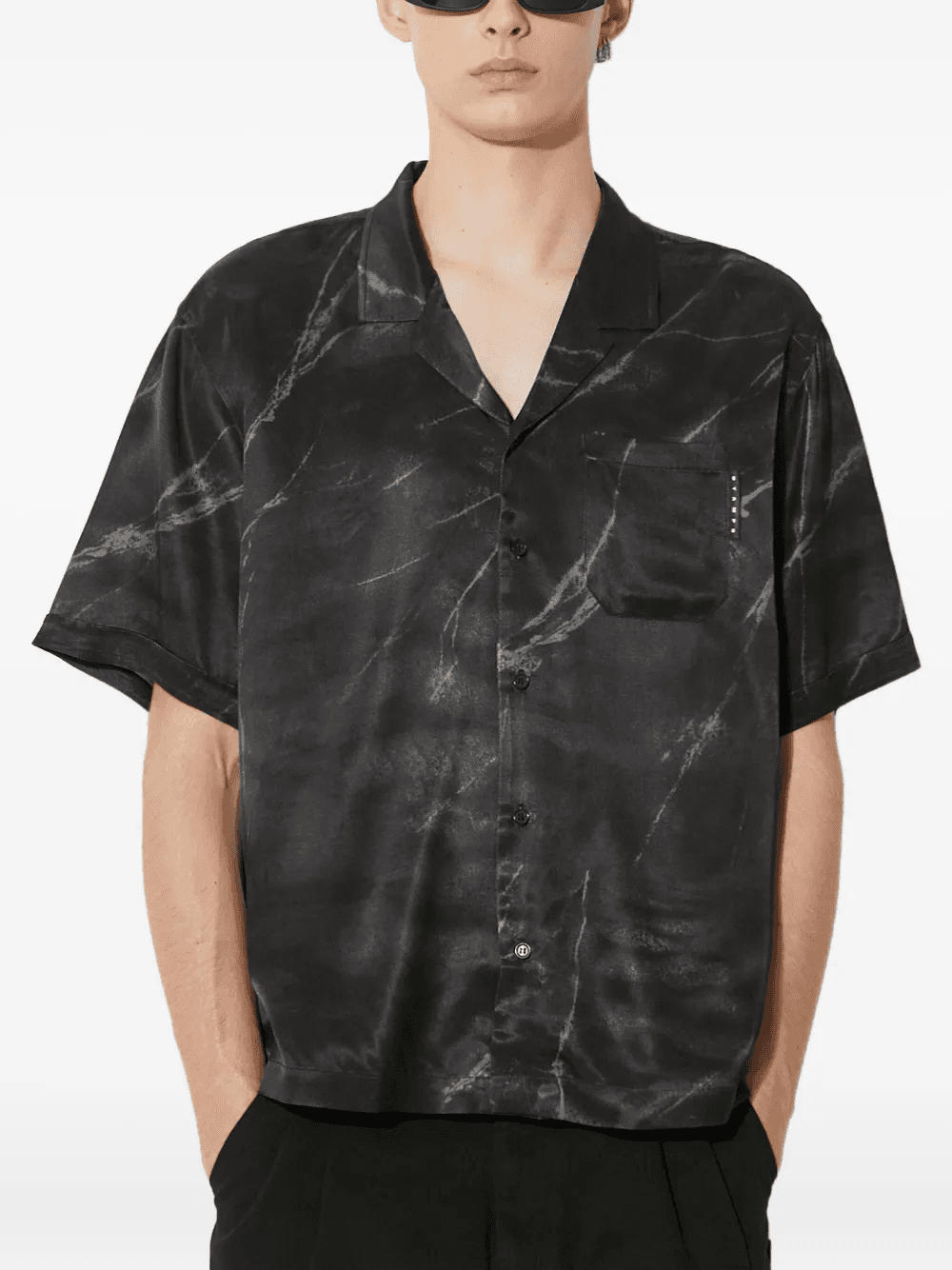 marble-print short-sleeve shirt - Image 1
