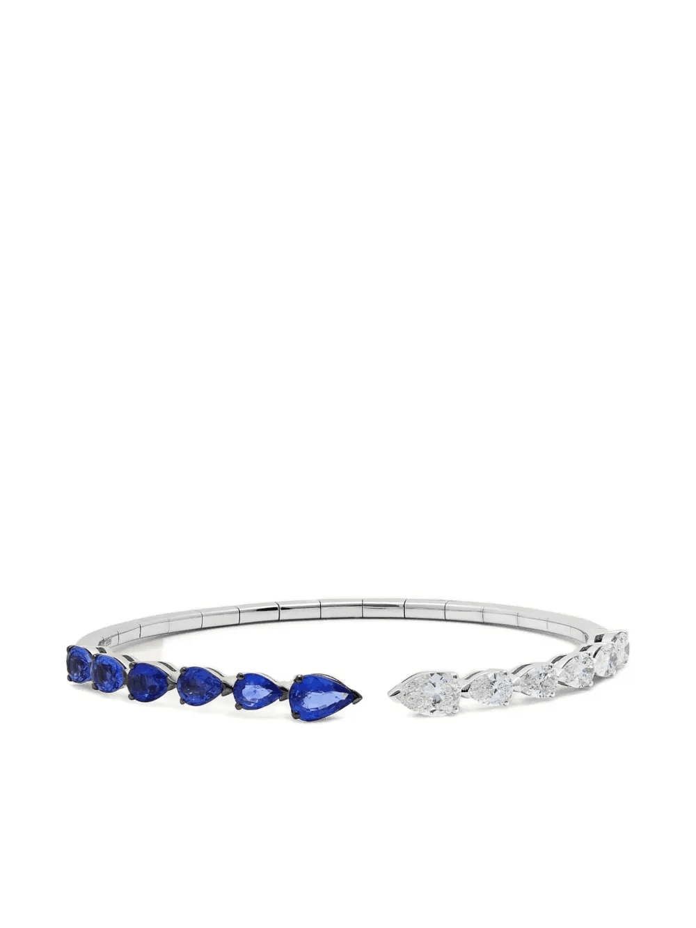 18K white gold diamond and sapphire cuff bracelet - Image 1