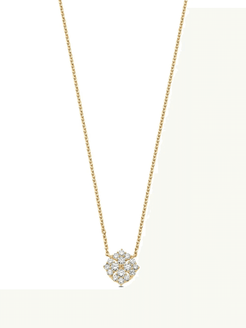 Yellow Gold Diamond Floral Necklace - Image 1