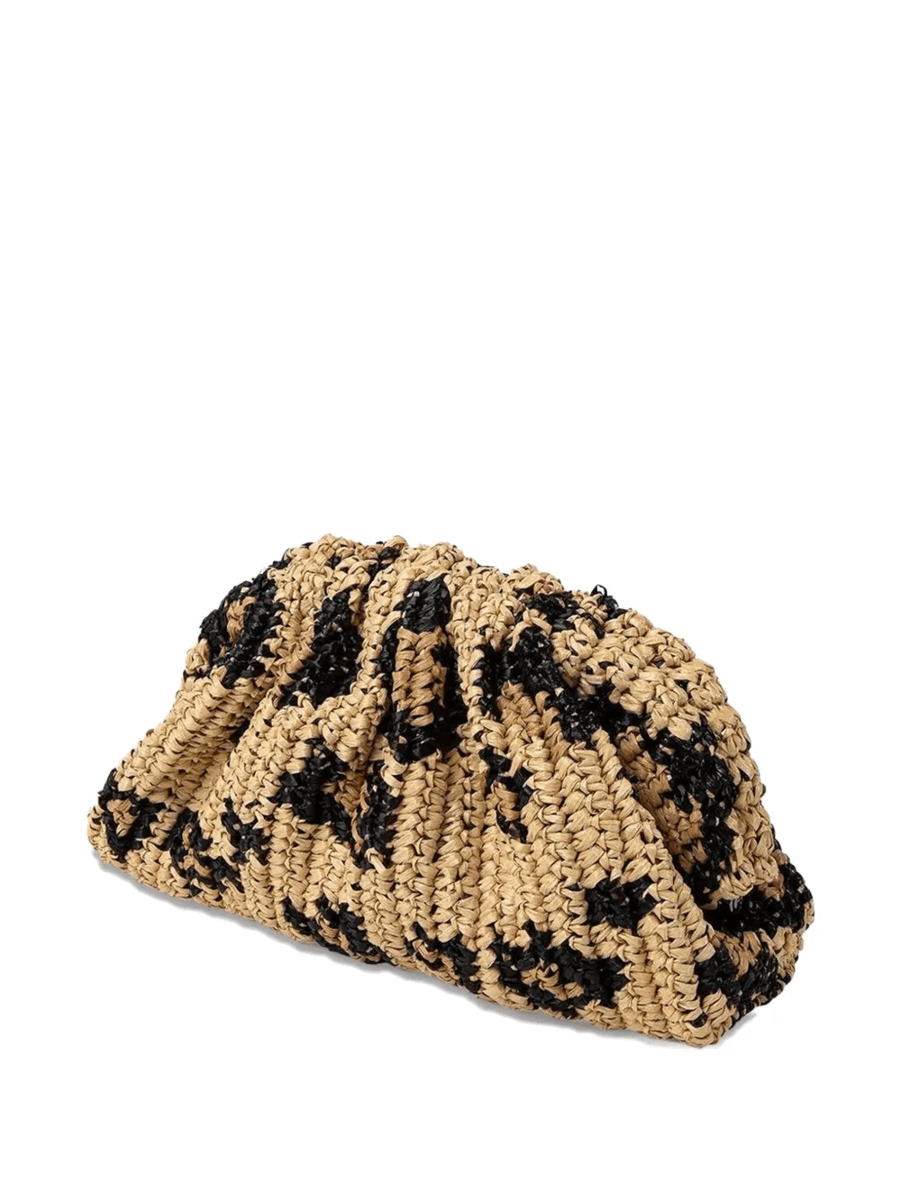 leopard-pattern raffia clutch bag - Image 1