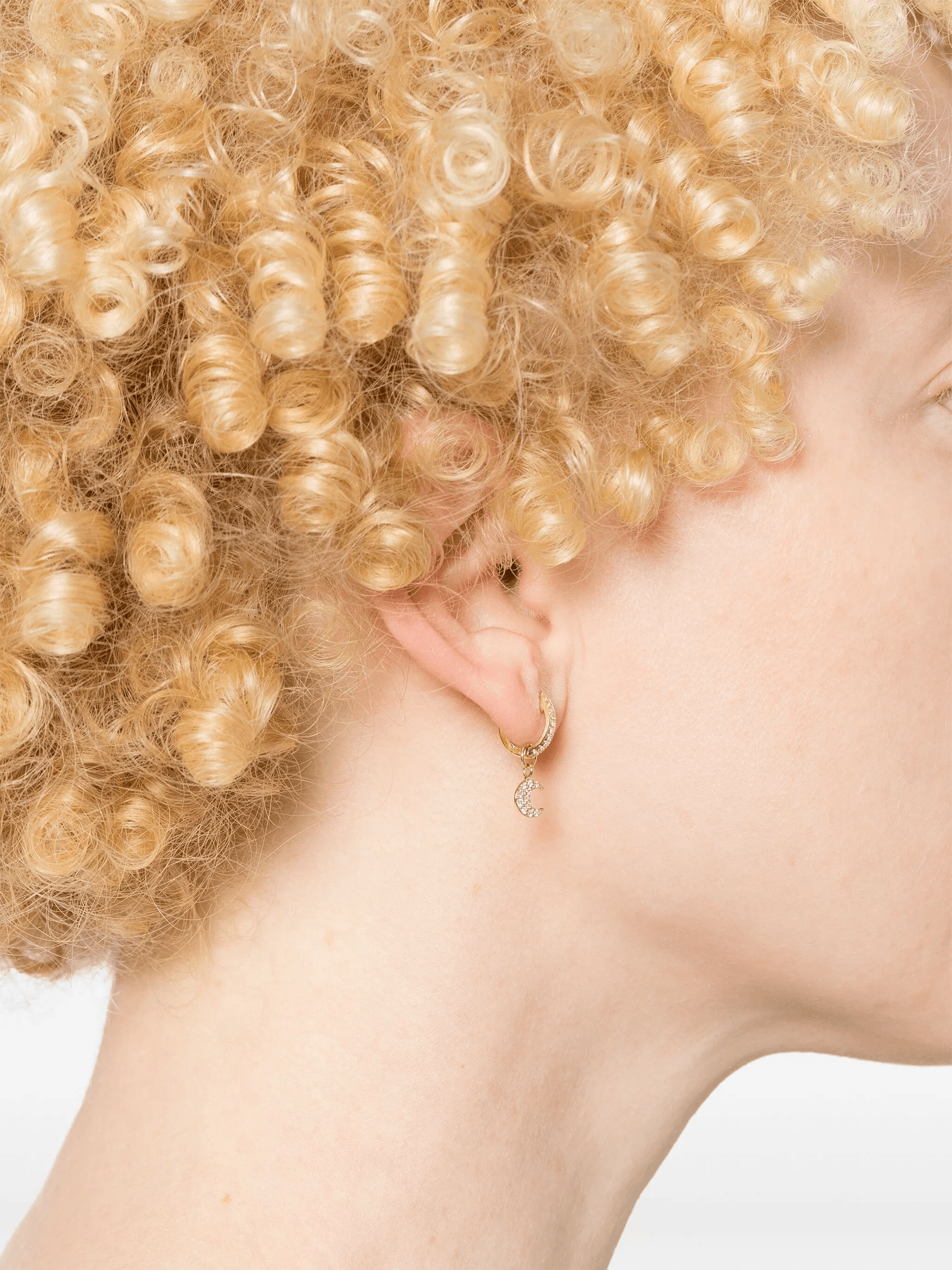 14kt yellow gold Mini Moon diamonds single earring - Image 1