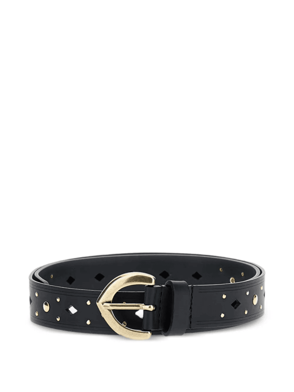 polished buckle studded leather belt - Image 1