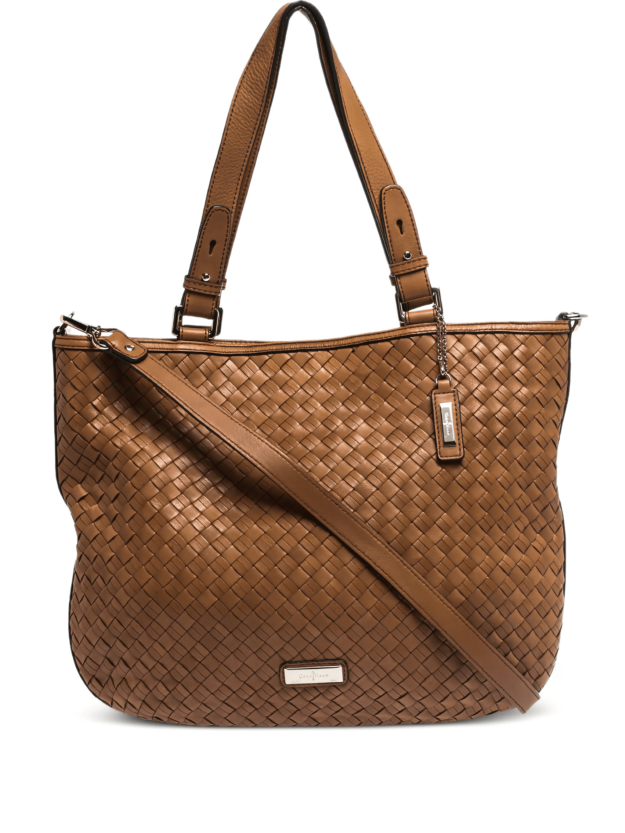 pre-owned woven leather shoulder bag - Image 1
