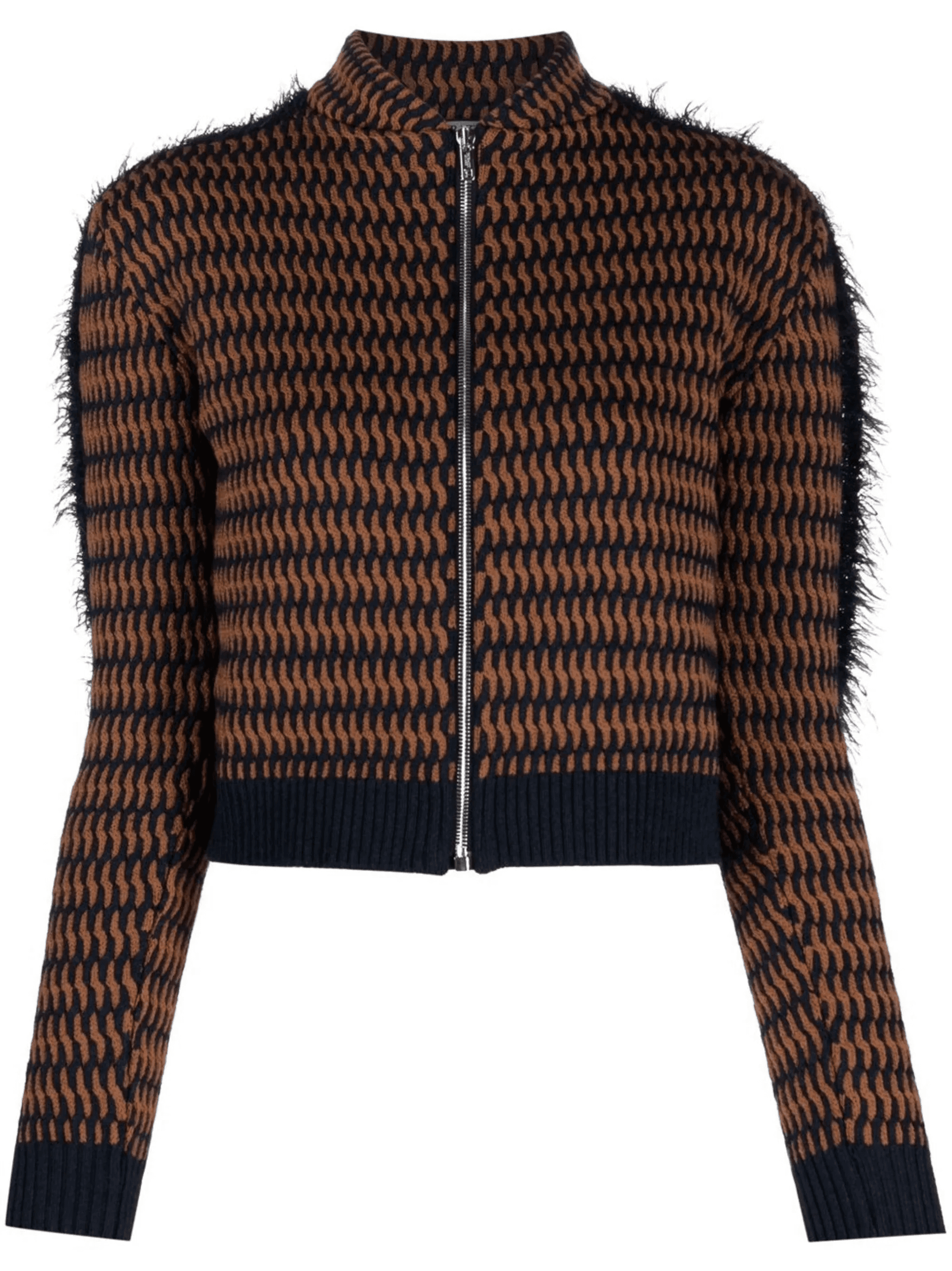 cropped patterned-jacquard jacket - Image 1