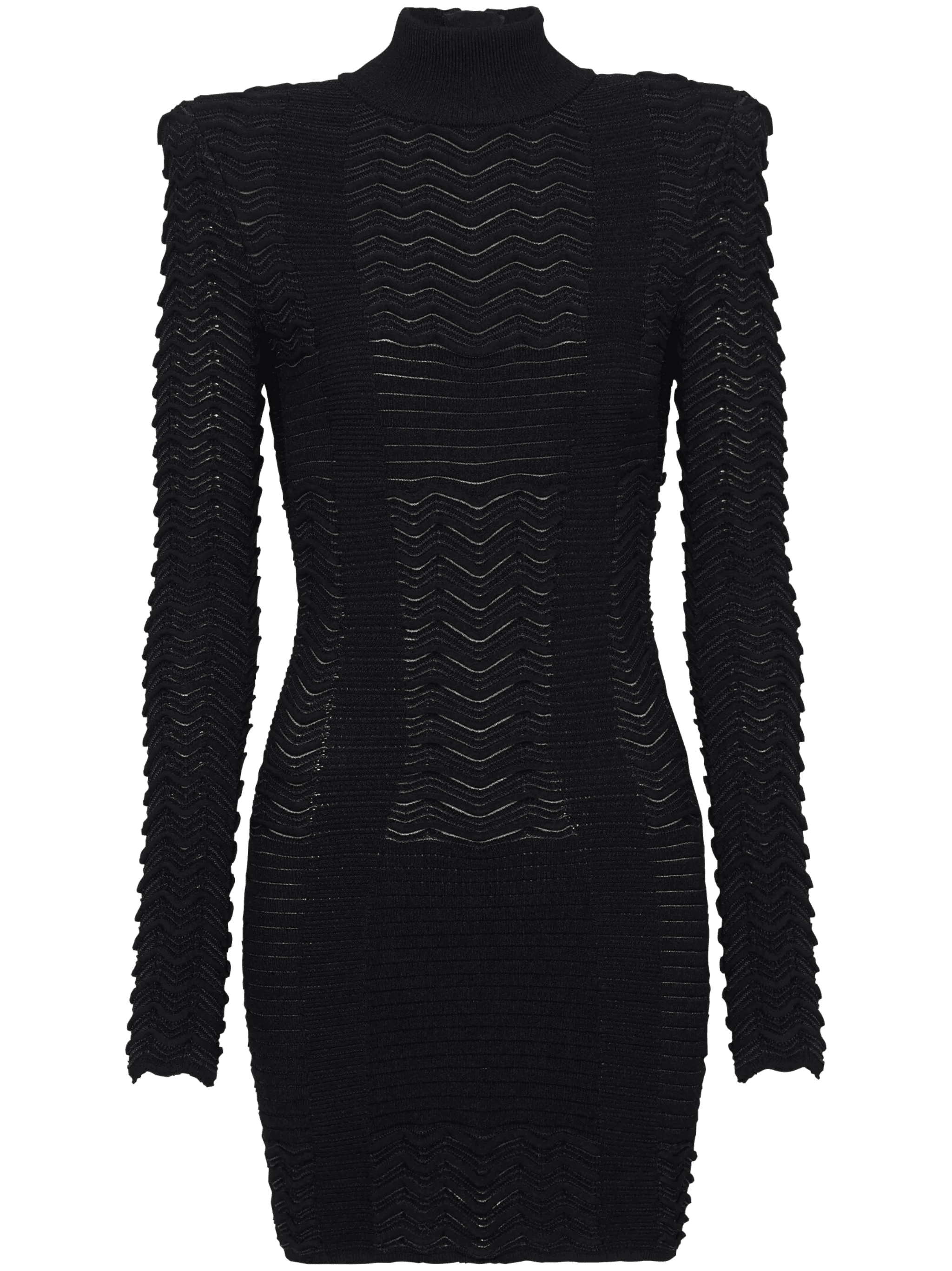 long-sleeve textured minidress - Image 1