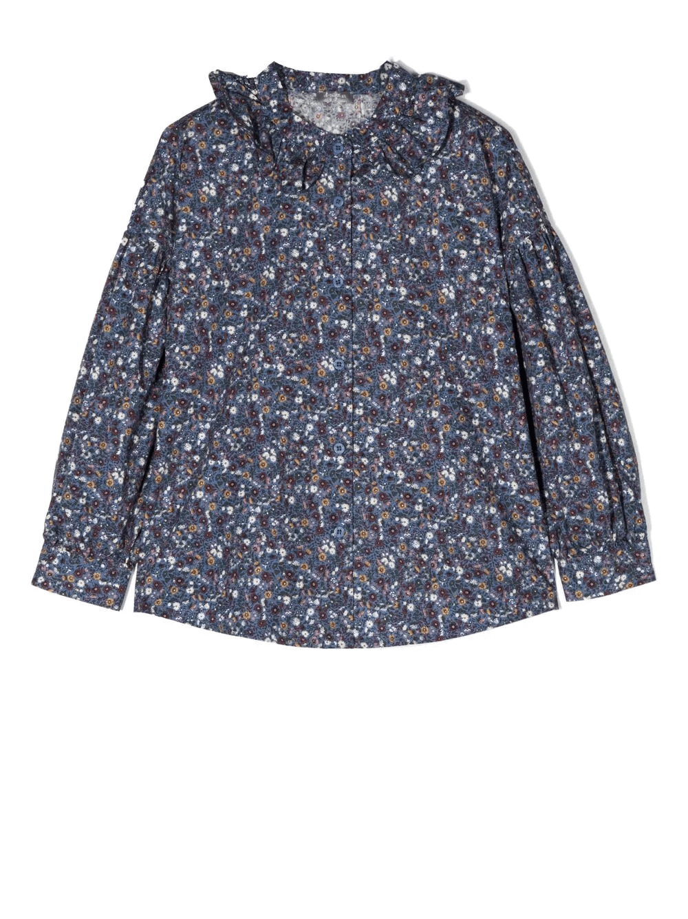 floral-print ruffle-collar shirt - Image 1