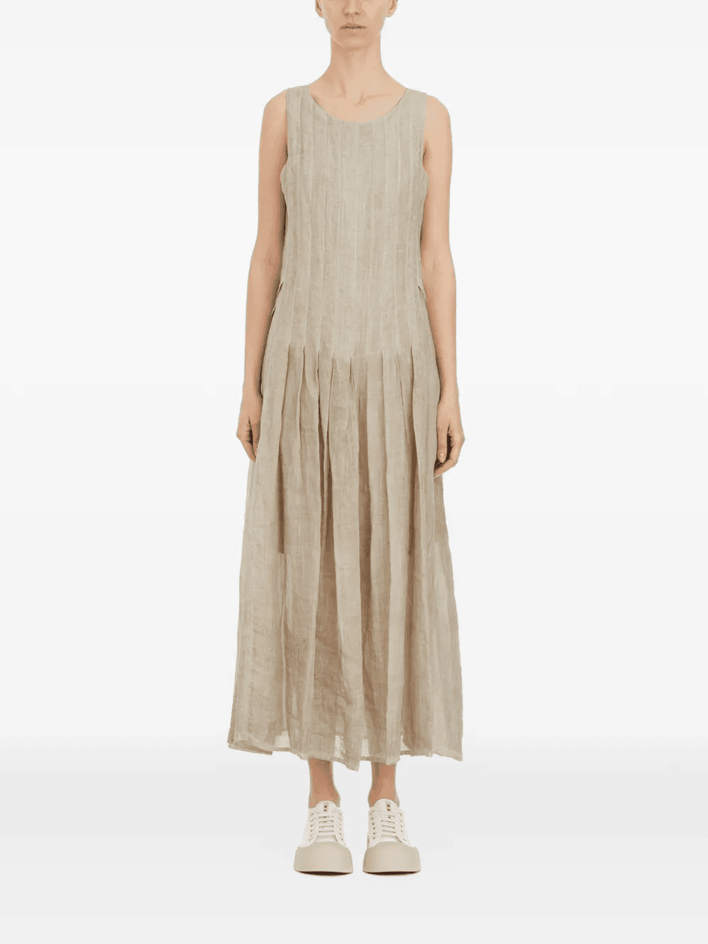 pleated sleeveless midi dress - Image 1