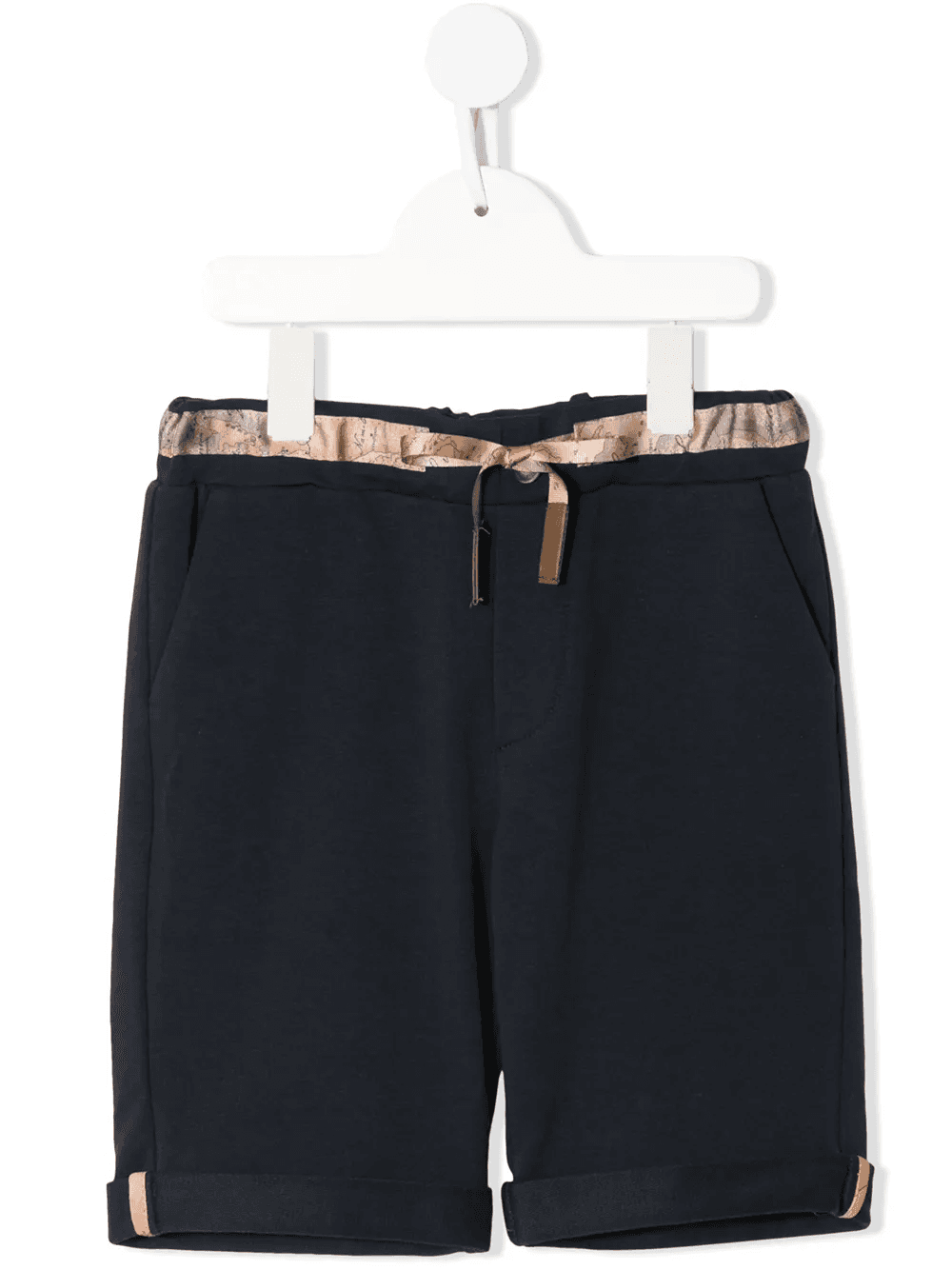 tailored shorts with map-print ribbon - Image 1