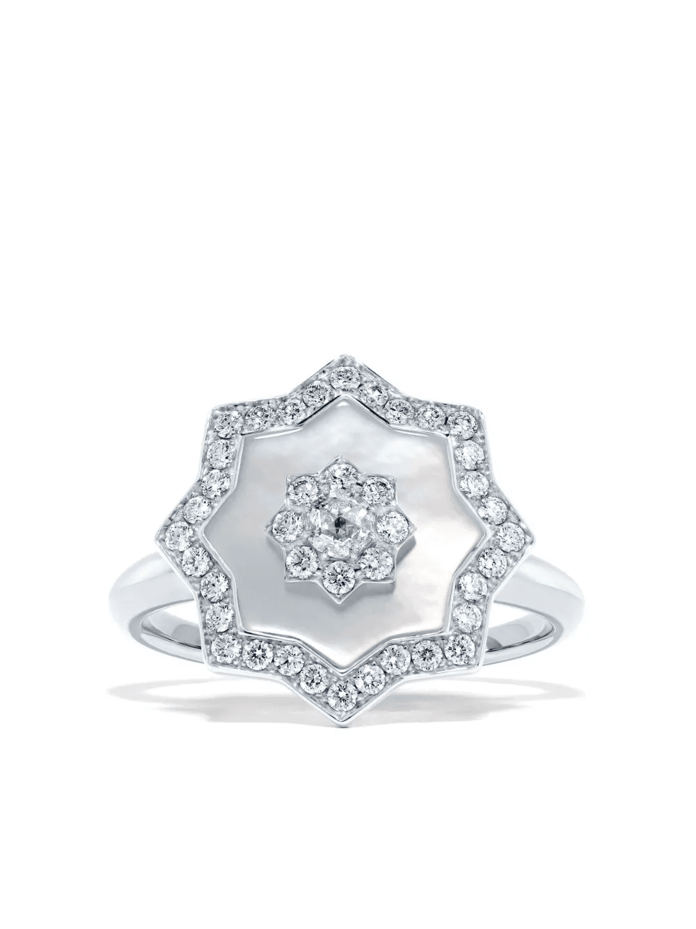 18kt white gold Astra diamond and mother-of-pearl ring - Image 1