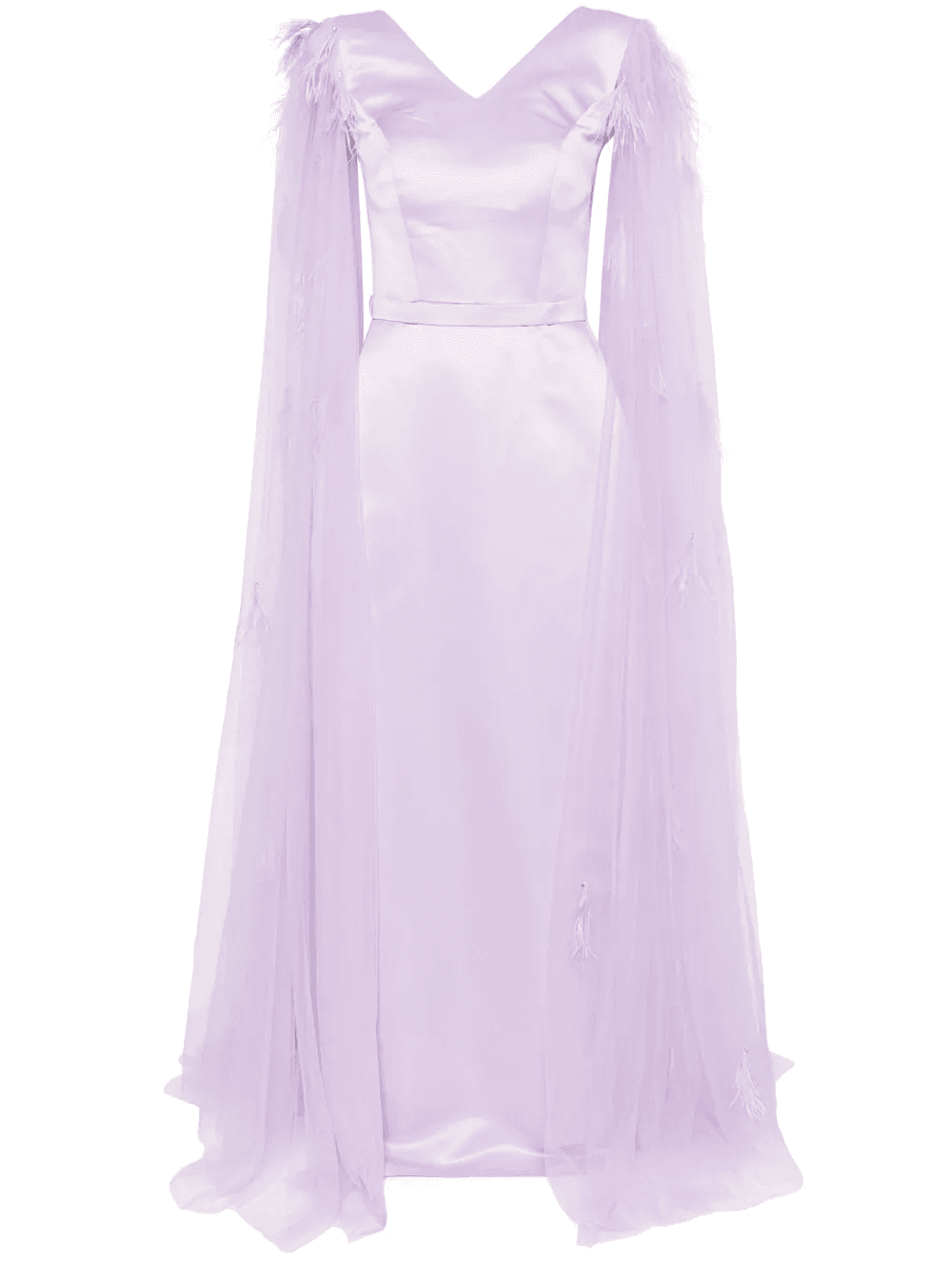 tulle-cape V-neck gown - Image 1