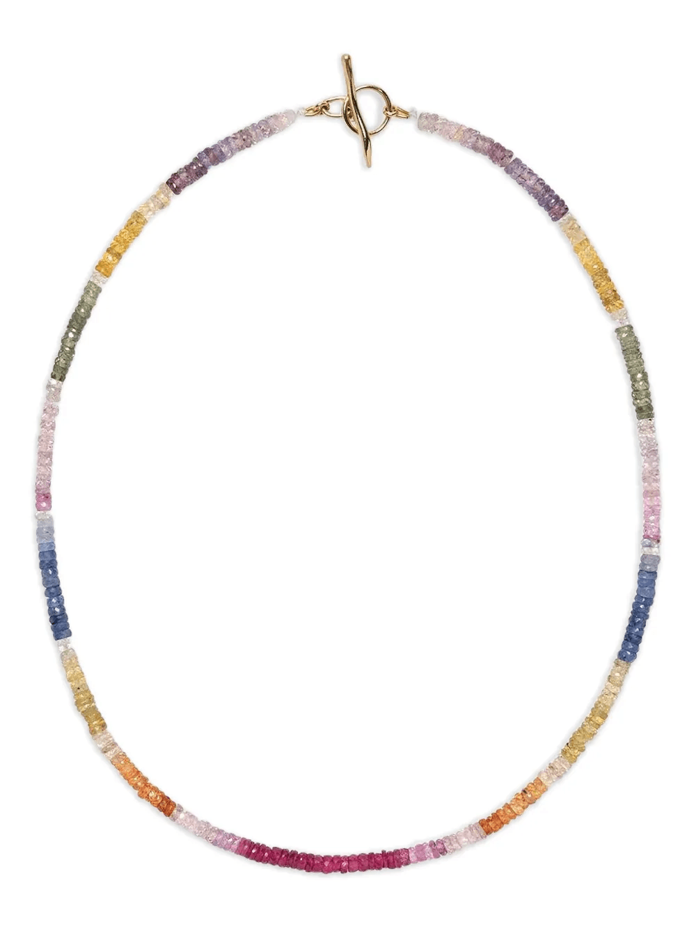 14kt yellow gold beaded Sapphire necklace - Image 1
