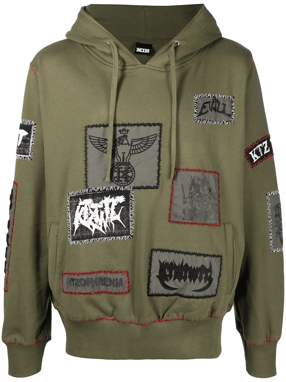 patch-detailed drawstring hoodie - Image 1