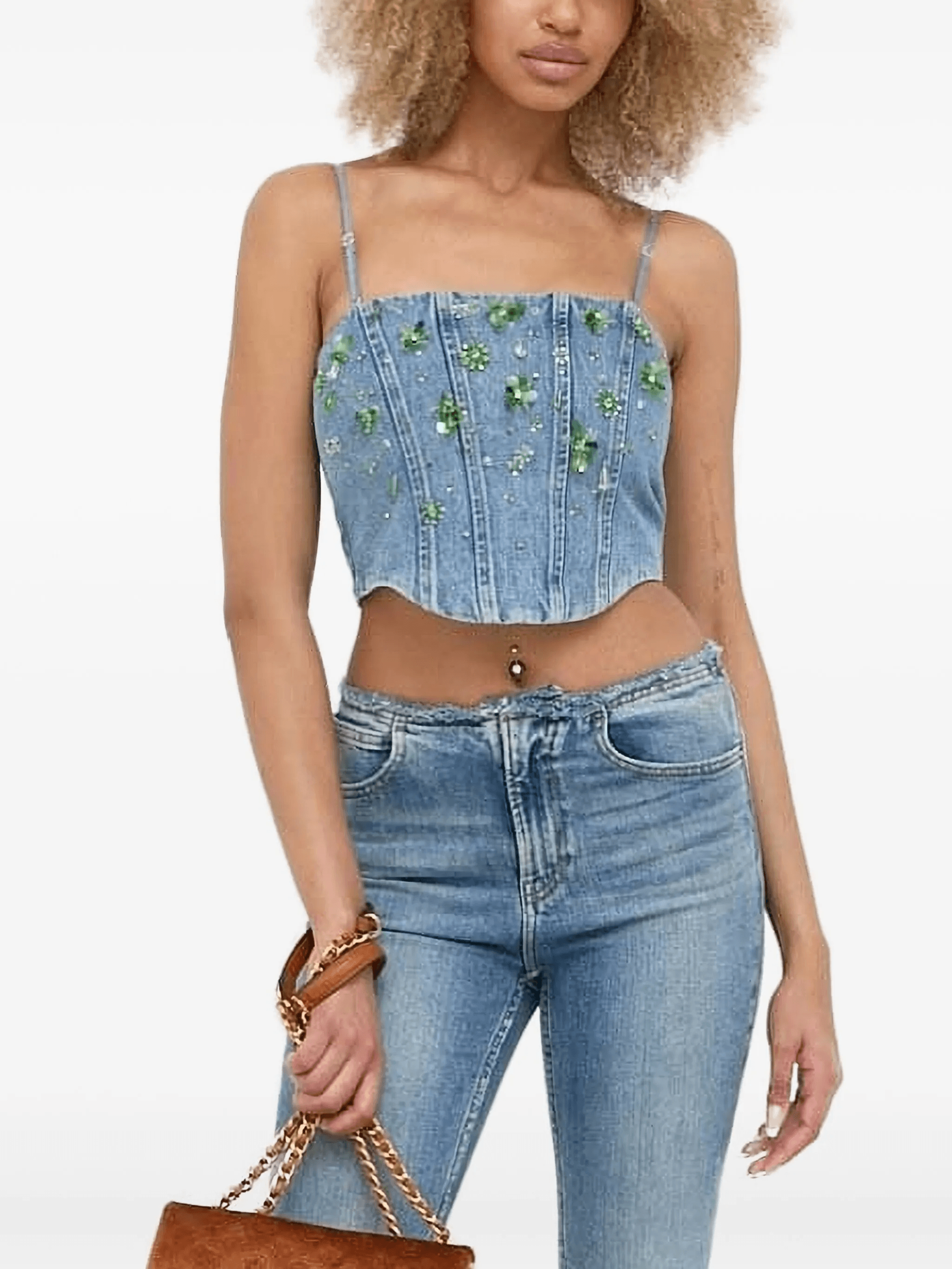 embellished denim top - Image 1