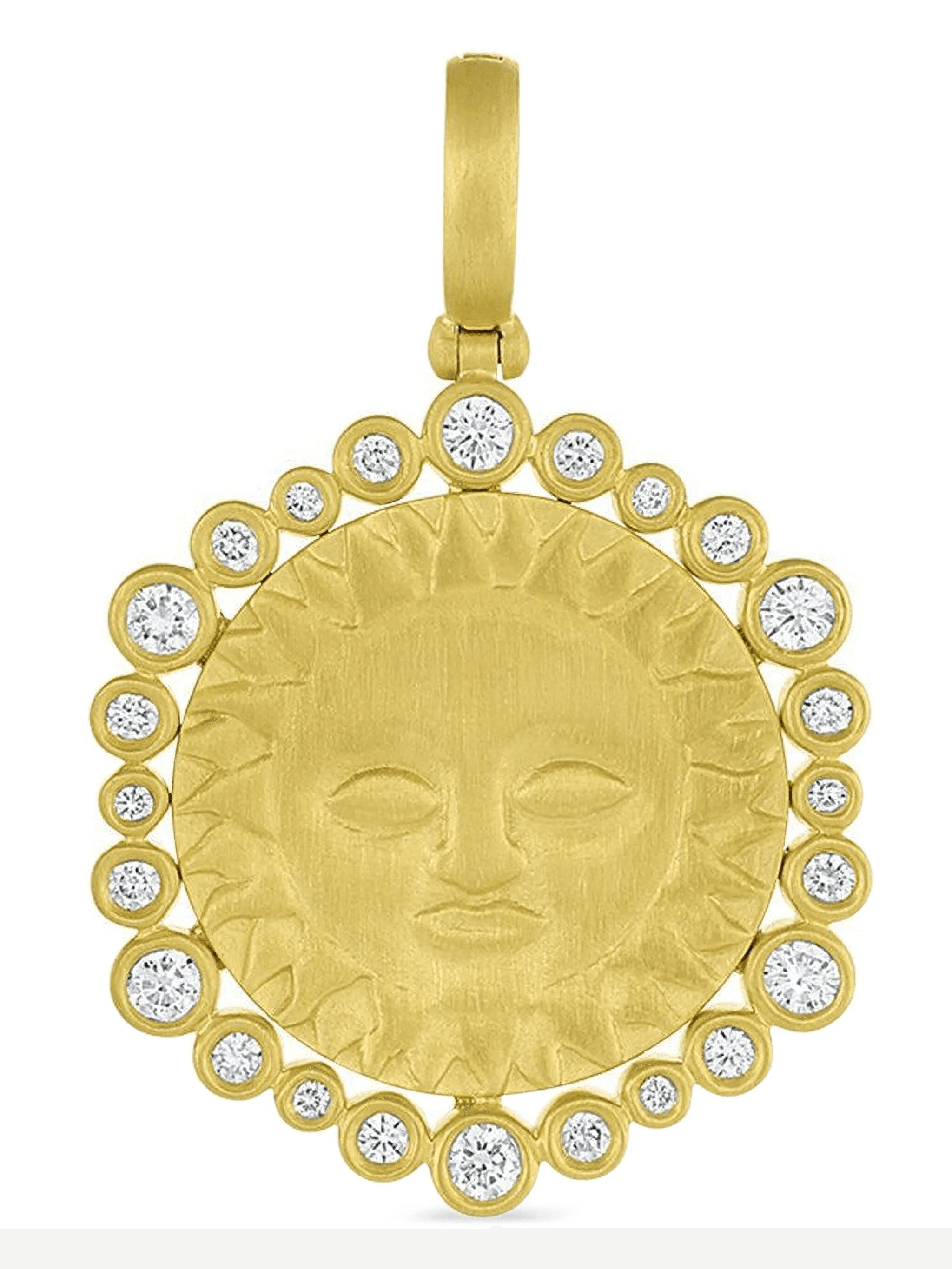 18K yellow gold Sun Halo diamond pendant - Image 1