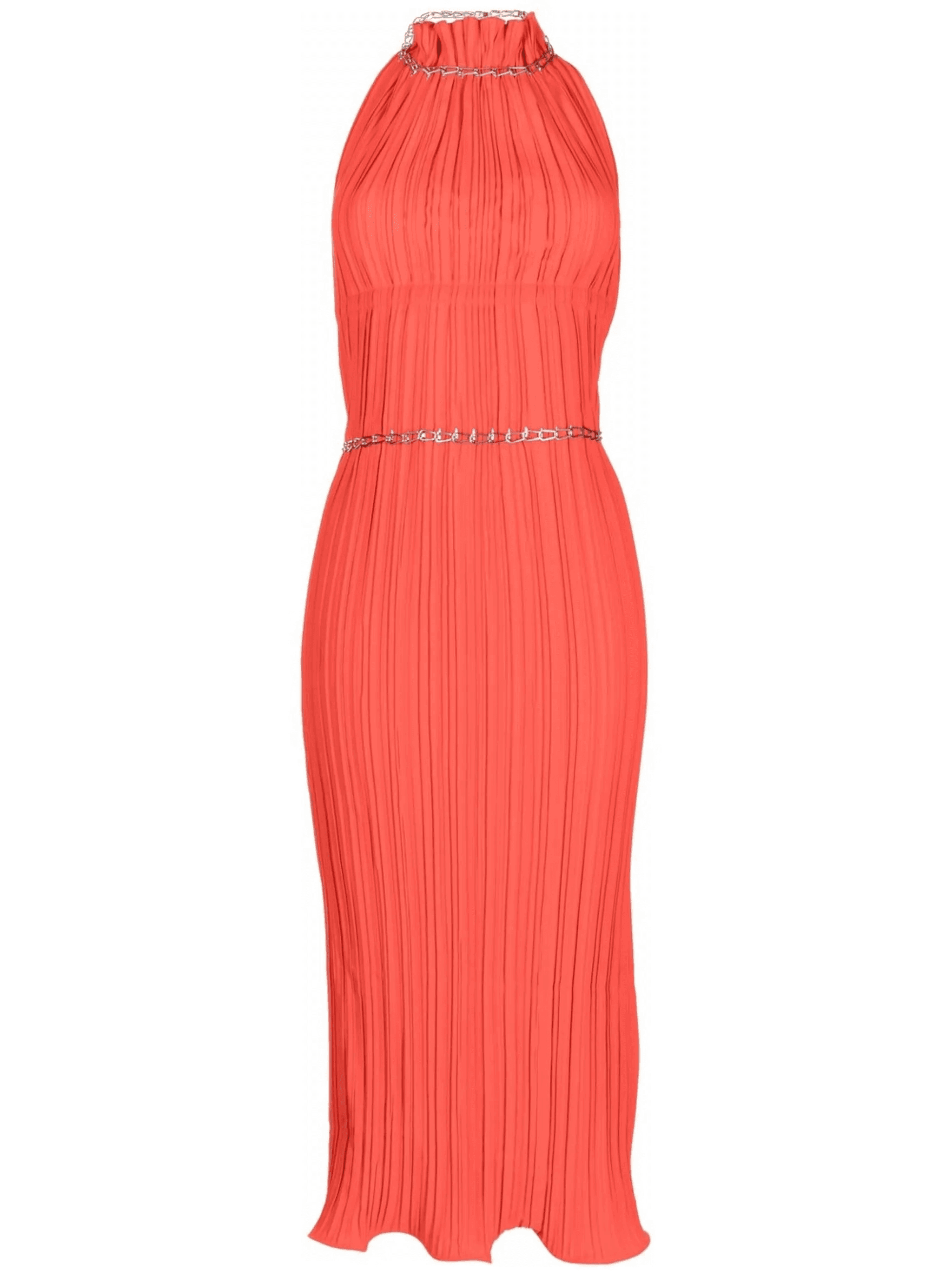 chain-detail pleated midi dress - Image 1
