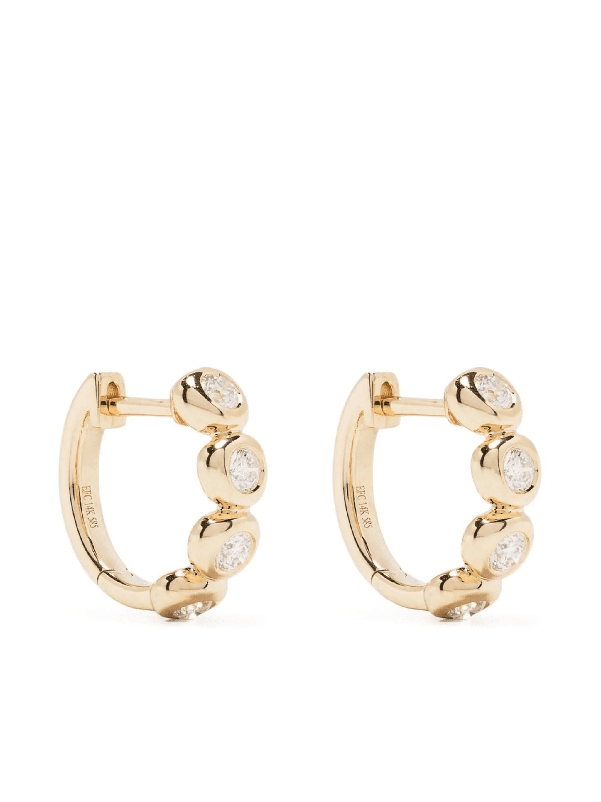 14kt yellow gold Pillow diamond huggie earring - Image 1