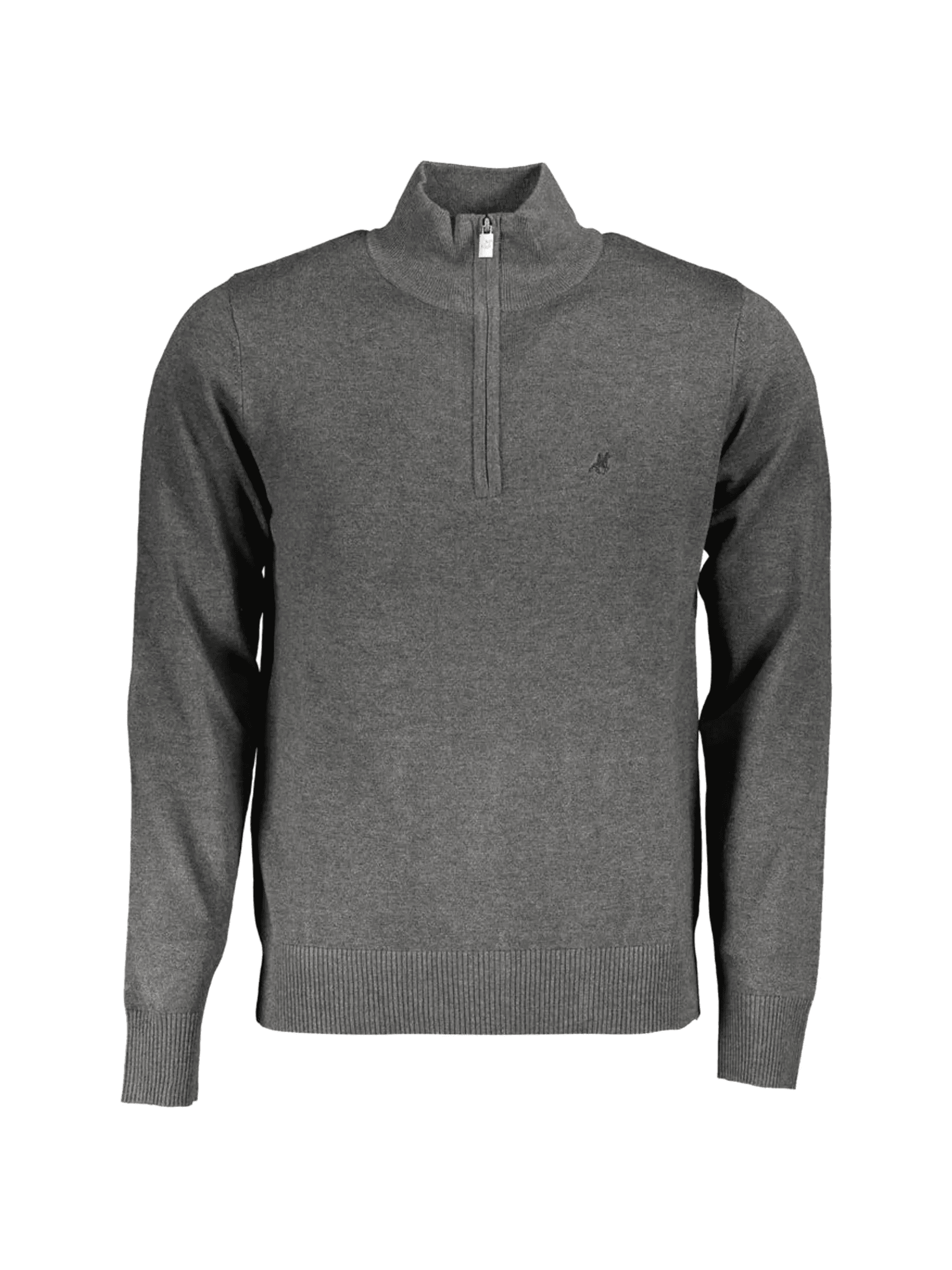 embroidered-logo quarter-zip cotton sweater - Image 1