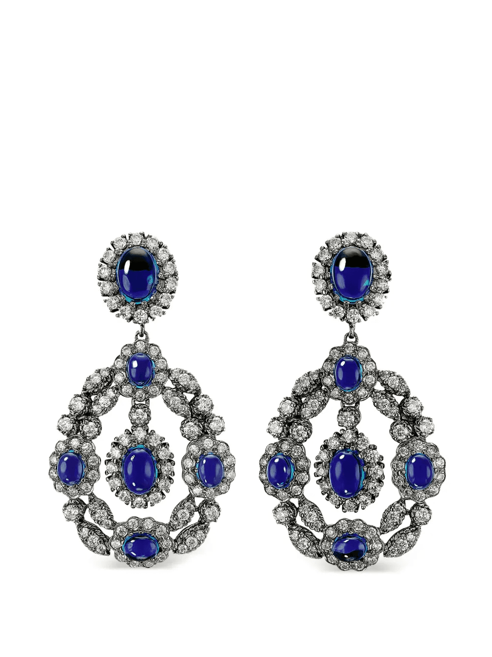 18kt yellow gold Treasure diamond and sapphire earrings - Image 1