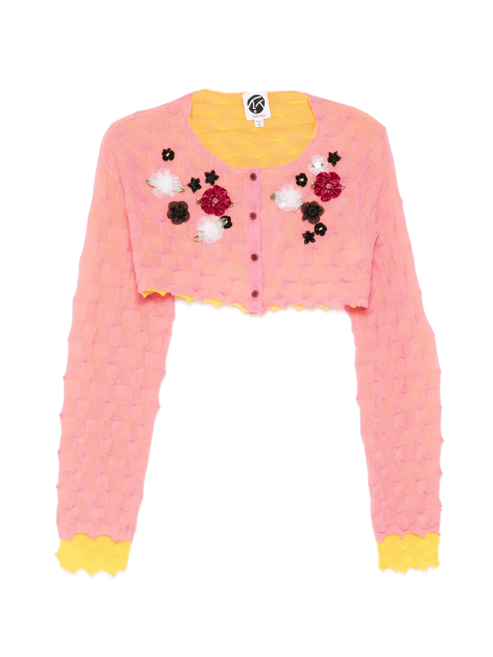 crop floral appliqué cardigan - Image 1