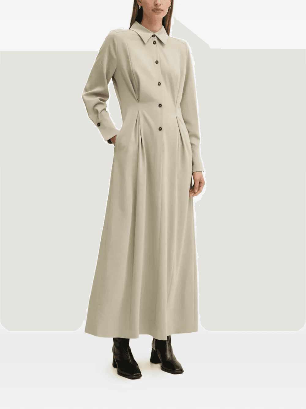 buttoned pleated midi dress - Image 1