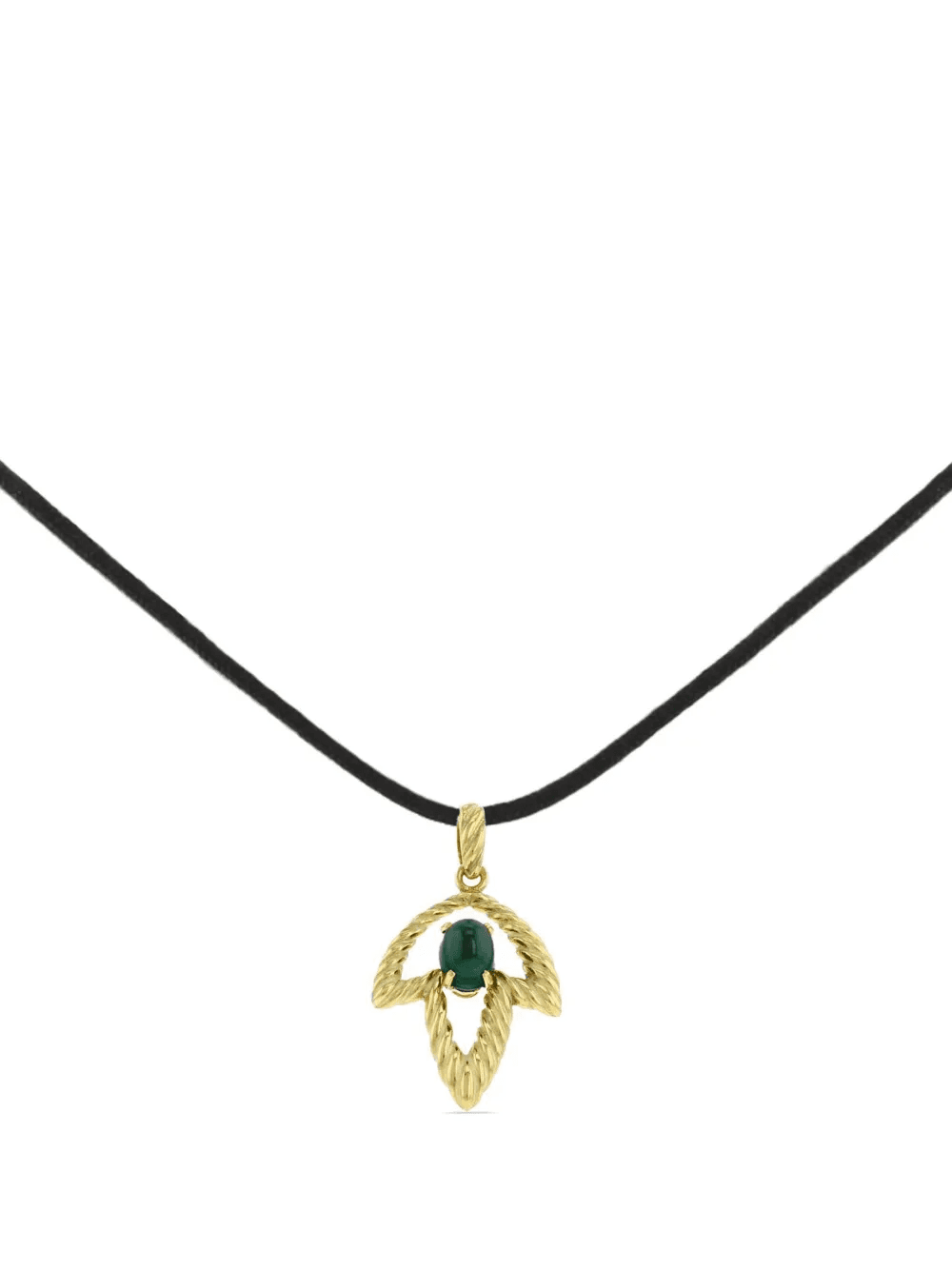 1970s 18kt yellow gold Malachite pendant charm - Image 1