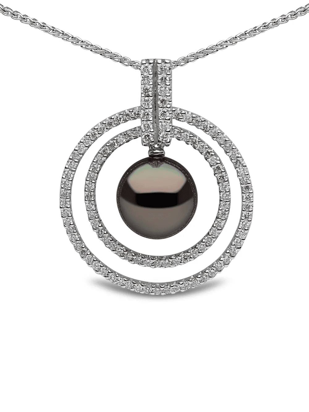 18K white gold freshwater-pearl and diamond pendant - Image 1