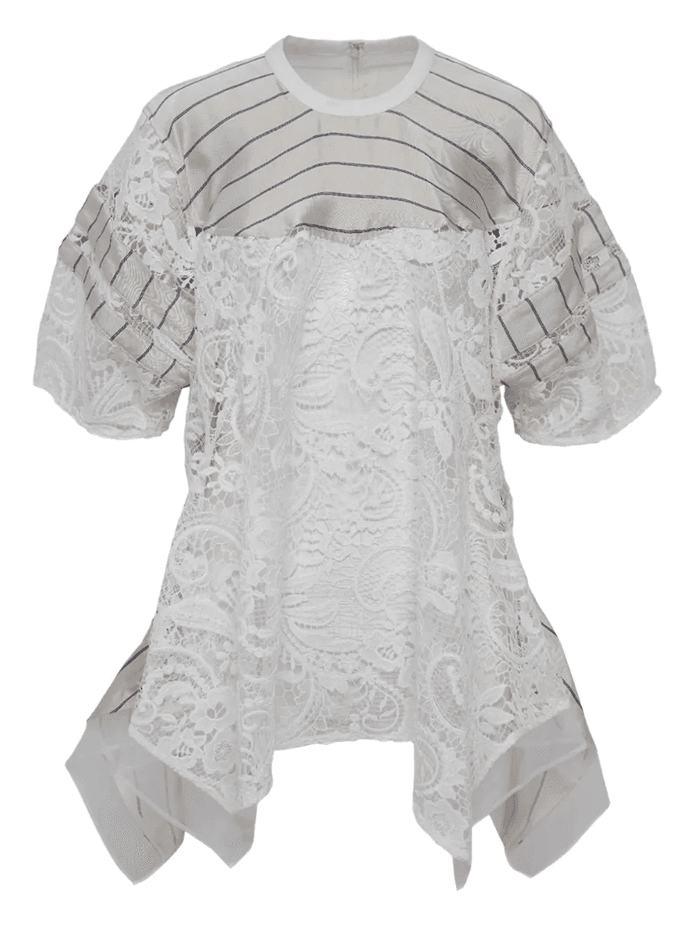striped lace-panel top - Image 1