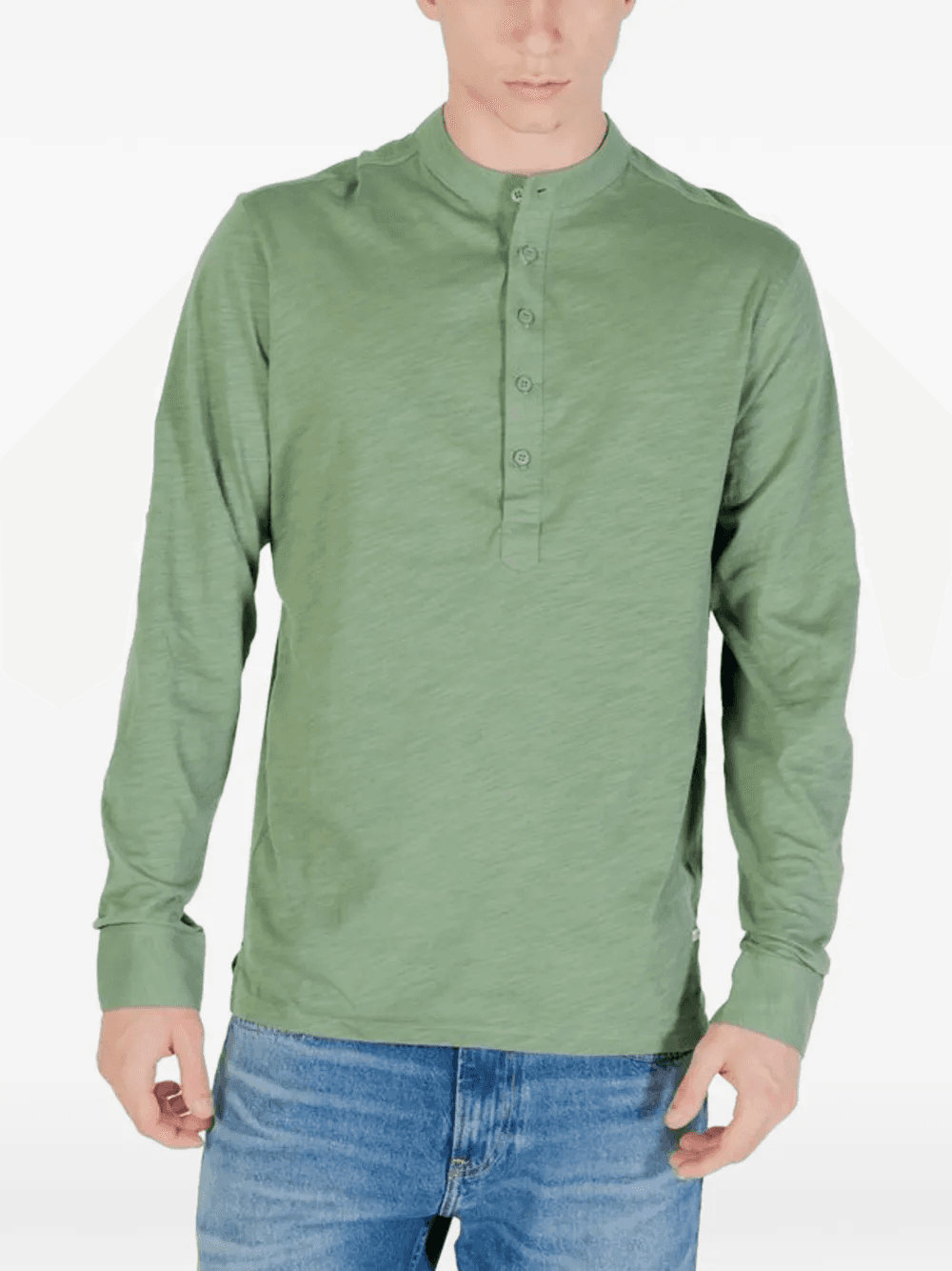 band-collar long-sleeve t-shirt - Image 1