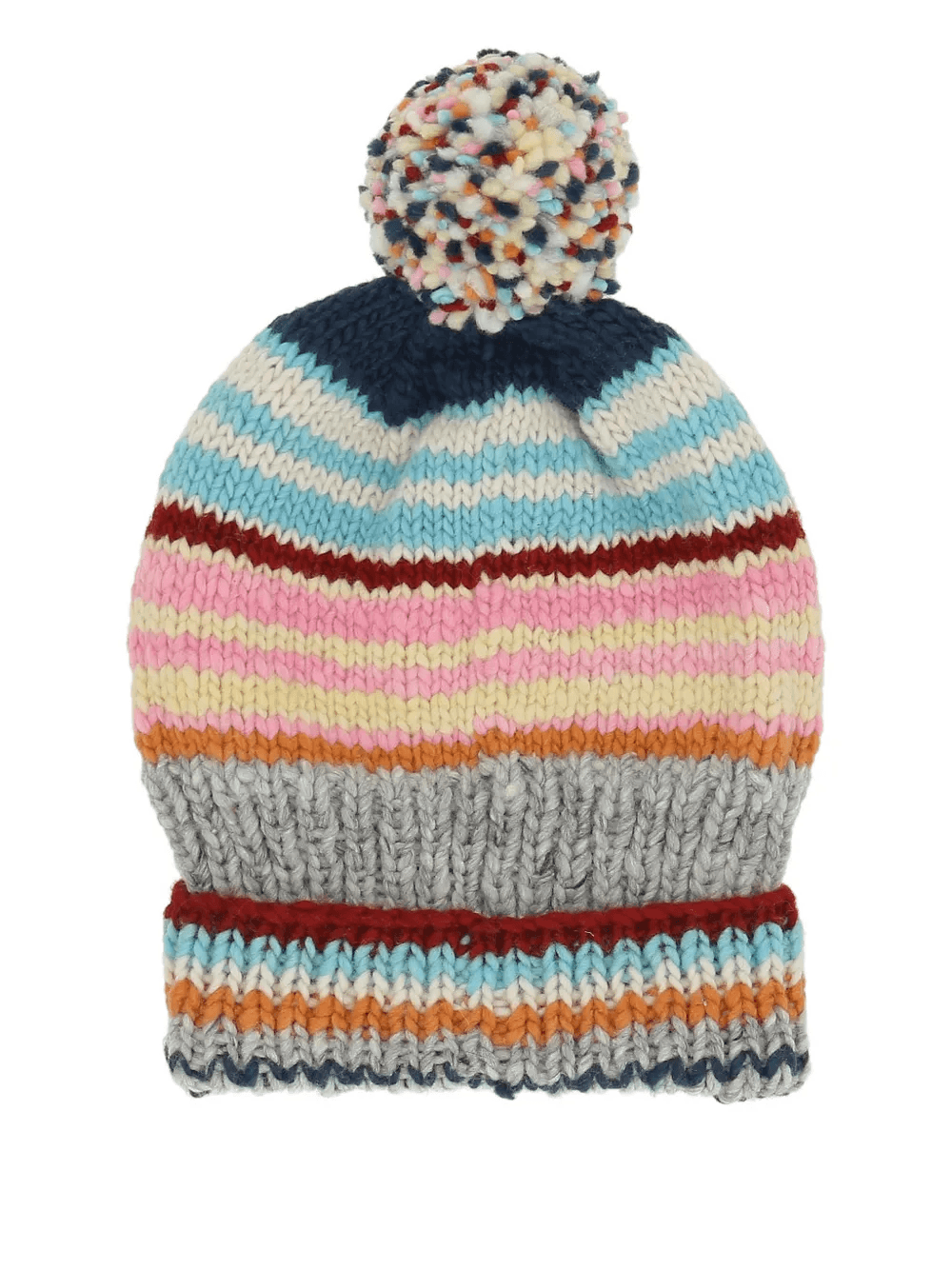 striped pom-pom beanie - Image 1