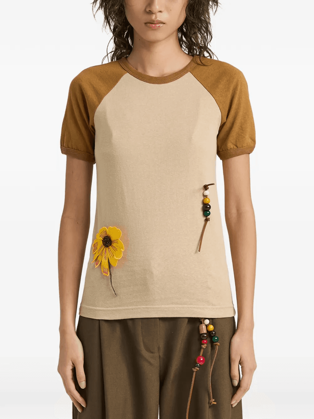 flower-appliqué T-shirt - Image 1