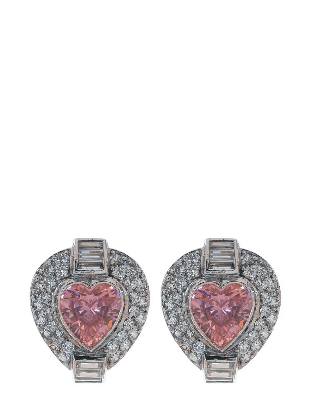 14kt white gold heart stud earrings - Image 1