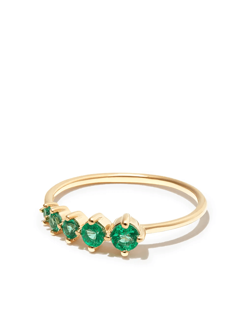 14kt yellow gold graduated emerald ring - Image 1