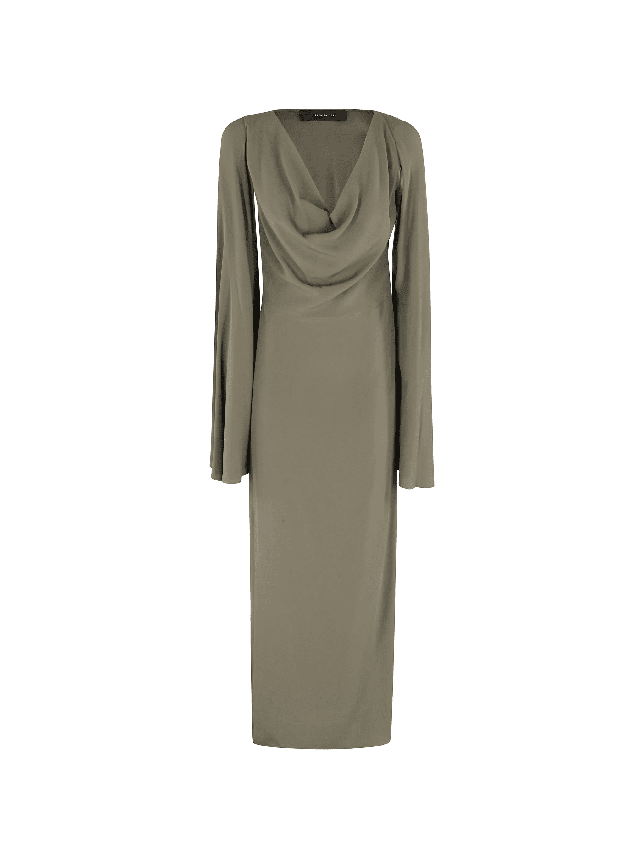 cowl bell-sleeve midi dress - Image 1